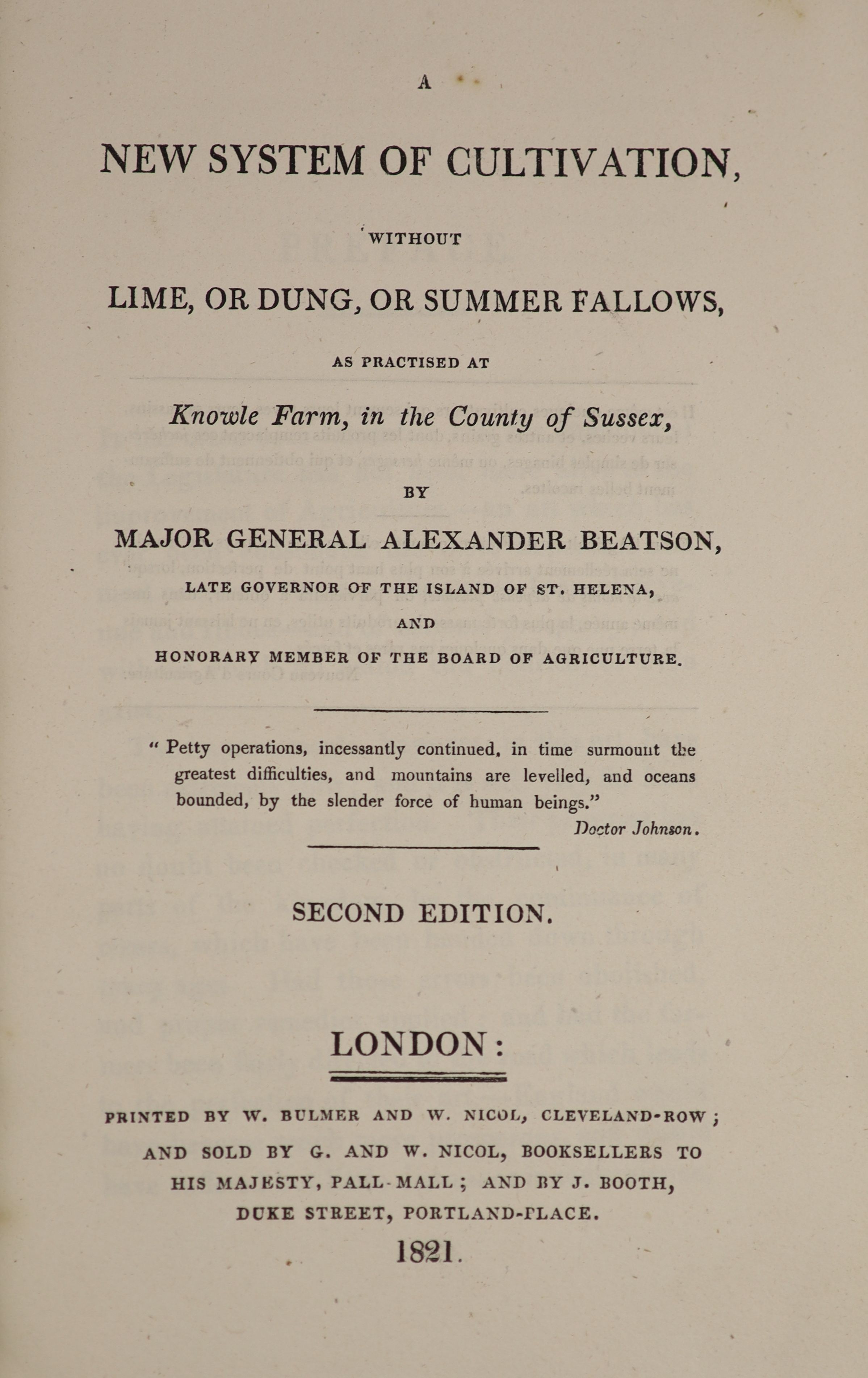Gilpin, William - Remarks on Forest Scenery and other Woodland Views, 2 vols, 8vo, quarter bound stiff paper boards, Fraser & Co., Edinburgh, 1834 and Beatson, Major General Alexander - A New System of Cultivation, 2nd e